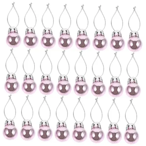 Produktbild: Cabilock 24st Weihnachtsbaum Hängen Weihnachtsdekoration Kugeln Miniatur Weihnachtsspielzeug Mini-Weihnachtskugel Mini-weihnachtsbaumkugeln Dekorationen 24 Stück Kugel Rosa Kleidung Drinnen