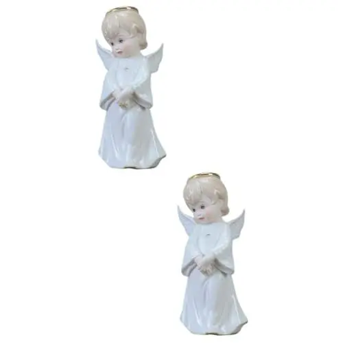 Produktbild: Cabilock 2St Babyfiguren aus Keramik Engels Statue Dekoration Wohnkultur Ornament Desktop-Dekoration Tischdekoration europäischer Stil Kunsthandwerk Dekorationen schmücken Weiß