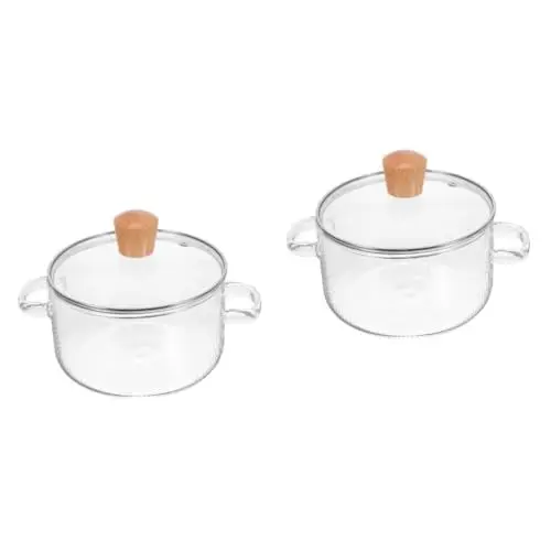 Produktbild: Cabilock 2St Instant-Nudelschüssel Kochtöpfe Bratpfanne Hot Pot elektrisch -Topf Nudelsaucentopf suppenkocher glasdeckel schnellkochtopf nudeln Saft Kochtopf aus Glas Suppentopf