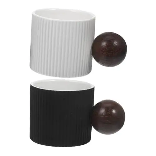 Produktbild: Cabilock 2St Kaffeebecher aus Keramik cappucino capuccino Keramikmaterial Kaffeetasse Keramik Kaffeetasse tee gläser Tassen Cappuccino-Becher kleine Kaffeetasse zarte Milchtasse Holz