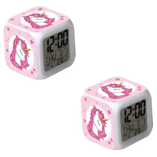 Produktbild: Cabilock 2St Kinder Digitaluhr Nachtlichtwecker für Kinder Schreibtisch Tisch digitaler Alarm radiowecker digital digitalwecker Kinderwecker Geschenke Tischuhr geführte Uhr LED Kinder Uhr