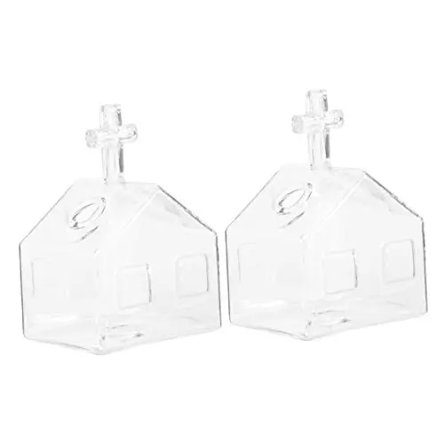 Produktbild: Cabilock 2St Kirchengründer aus Glas Kristallvase Florale Glasvase klare Vase Jesus Anlage Dekor Glasvase in Hausform kleine Glasvase das Kreuz Pflanze Container Blumenarrangement Geldbörse