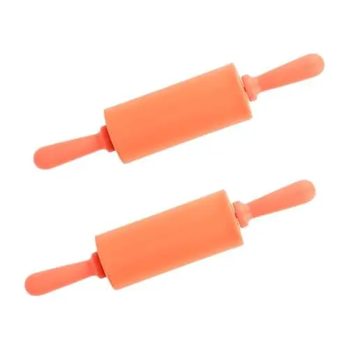 Produktbild: Cabilock 2St Nudelholz kinder teigroller kinder backbuch Teigroller für Kinder easy putz Keksdekoration Mini-Rollen für Kinder handgefertigte Handwerkswerkzeuge Teigrollen Kieselgel Orange
