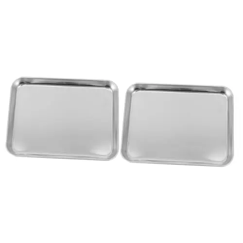 Produktbild: Cabilock 2St Reisnudelteller aus Edelstahl Backform küchenarmatur tray quadratische Formen zum Backen Salatbehälter Bratpfanne Dampftopf Premium-Tablett Partytablett Kochen Pizzateller Keks