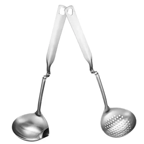 Produktbild: Cabilock 2St Sieb Suppenkelle für die Küche Löffel tragbare Suppenkelle Servierkelle küchenmaschiene kochgeschirr geschlitzte Schaufel Schlitzschaufel für die Küche Rostfreier Stahl Silver