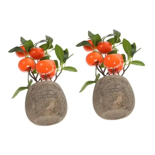 Produktbild: Cabilock 2St Simulierte Kumquat-Topfpflanze Obstbaum-Bonsai künstlicher obstbaum falsches Obst esszimmertisch kunstpflanze gefälschter Orangenbaum Künstlicher Orangenbaum Schaumfrucht