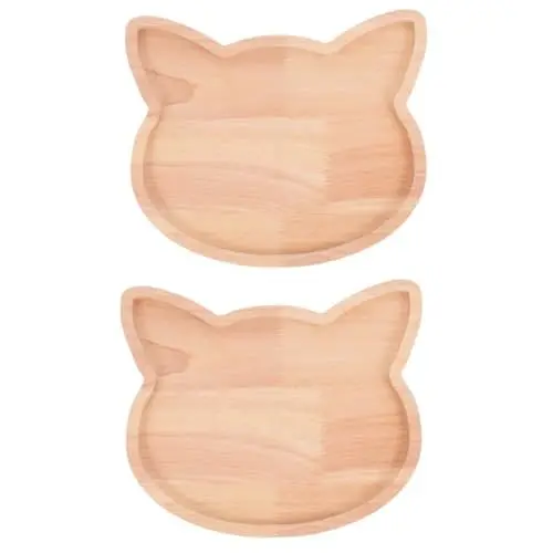 Produktbild: Cabilock 2St Snacks für Katzenköpfe Wurstplatte Katze Süßigkeitenschale Cupcake-Ständer Holz Servierteller Katzenkopf Snackplatte holzbrett Servierplatte mit Nüssen Obstteller Kiefernholz