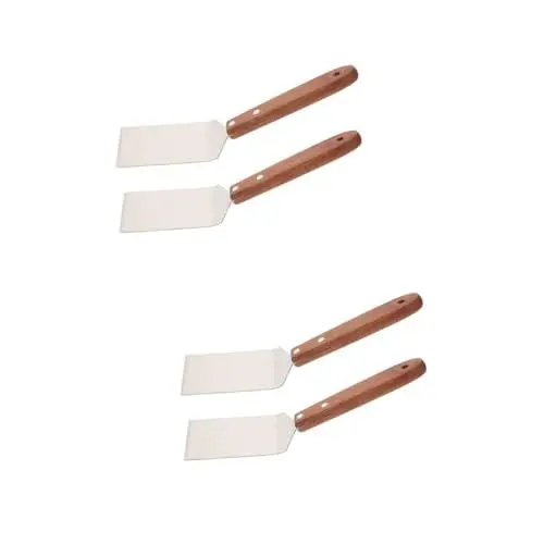 Produktbild: Cabilock 2 STK Flachspatel Aus Edelstahl Burger Schaufel Lagerofen Pizzaschieber Aus Metall Pizzaschaufel Grillschaber Brötchen Burger Rostfrei Tortenhalter Backen Küchenwaren Kochen Holz