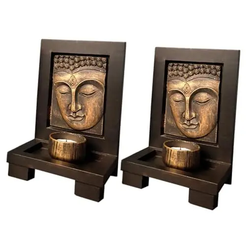 Produktbild: Cabilock 2 STK Räucherkerzenhalter Buddha Statue Buddha Figuren Candle Guy Kupfer trauzeugengeschenke Dekoration lichtmesskerzen wundrrschön dekoringe Desktop-Schmuck Buddha-Figur Leuchter
