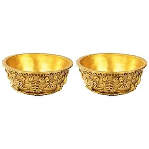 Produktbild: Cabilock 2 Stück -schüssel Elegantes Simuliertes Gold Detailliertes Design Alterungsbeständig Vielseitiges