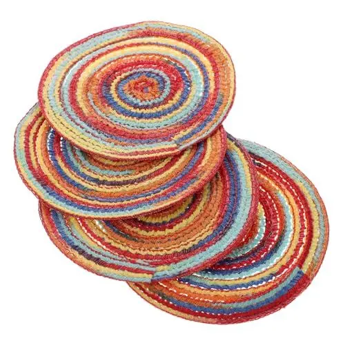Produktbild: Cabilock 2 Sätze Dämmplatten Esstisch Tassenuntersetzer Aus Baumwolle - Pads Matten Boho- Schwenkgrill Dreibein Hochzeit Dekoration Schüssel Matten Matte Rot 4 Stück * 2