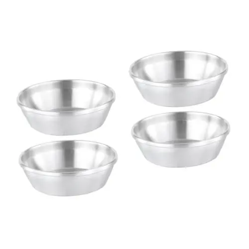Produktbild: Cabilock 2 Sätze Gewürzgericht Runde Dipschale Auflaufförmchen Saucenbecher Edelstahlplatte Edelstahlteller Dipschalen Würzen Schalen Mit Sojasauce Rostfreier Stahl Silver 2 Stück * 2
