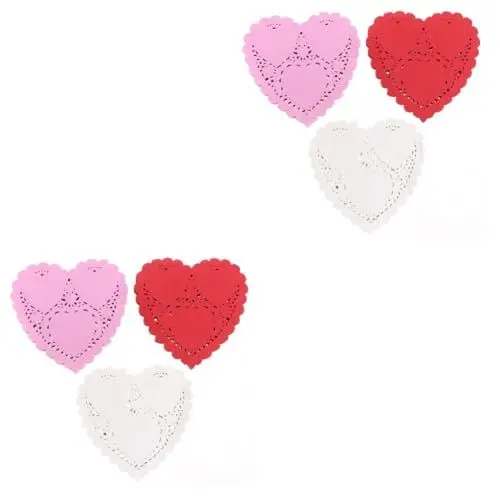 Produktbild: Cabilock 2 Sätze Papierauflage Glücklich Klebrig Deckel Kartonpapier Tischset Herz Ballonbogen-kit Pastell Transparent Mini Dekoration Seidenpapier Party Deckchen Platte Glühen 300 Blatt*2