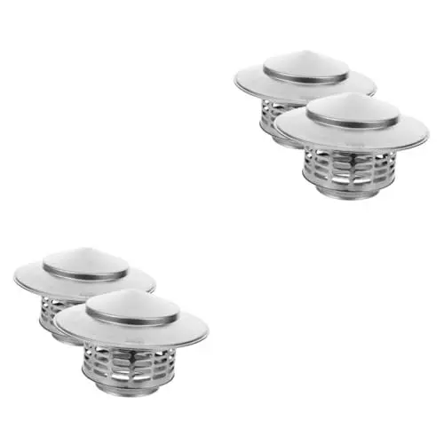 Produktbild: Cabilock 2 Sätze Regenhut Regenschutz Kaminabdeckung Dachhaube Schornsteinhaube Schornsteinkappe Regenschutzhaube Schornstein-abzugskappe Kaminzubehör Rostfreier Stahl Silver 2 Stück * 2