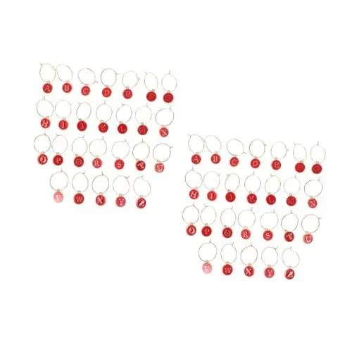 Produktbild: Cabilock 2 Sätze Weinglas-marker Weinglasanhänger Diy Weinglasmarker Weinliebhaber Accessoire Weinbechermarker Dekorative Weinanhänger Markierungsschilder Aus Zinklegierung 26 Stück * 2