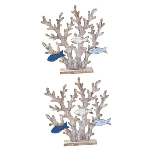 Produktbild: Cabilock 2 Stk Korallenbaumschmuck Heimdekoration künstliches para Hochzeitsdekoration Küsten Fisch-Modell bürodeko büro dekoration Einrichtung im mediterranen Stil schicke Wohnkultur Holz