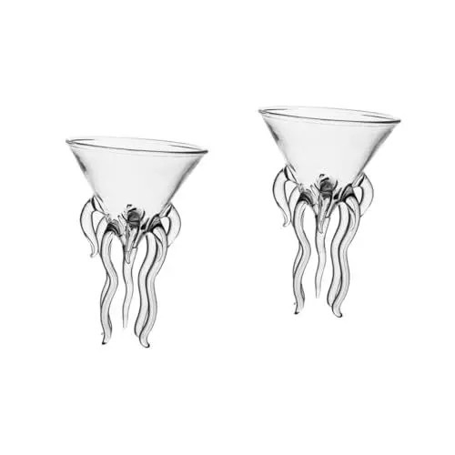 Produktbild: Cabilock 2 Stk Qualle Tasse Cocktailgläser Aus Kristall Prost Auf 40 Jahre Hochzeitsdekoration Safttoastbecher Holiday Party Drinkware Dekorative Bargläser Pilzdekor Backbecher Glas Whiskey