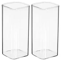 Produktbild: Cabilock 2 Stück Quadratische Glasbecher Trinkgläser Highball- Gläser Getränkebecher Getränkebecher Barglaswaren für Wasser Saft Bier Getränke Cocktails 400Ml