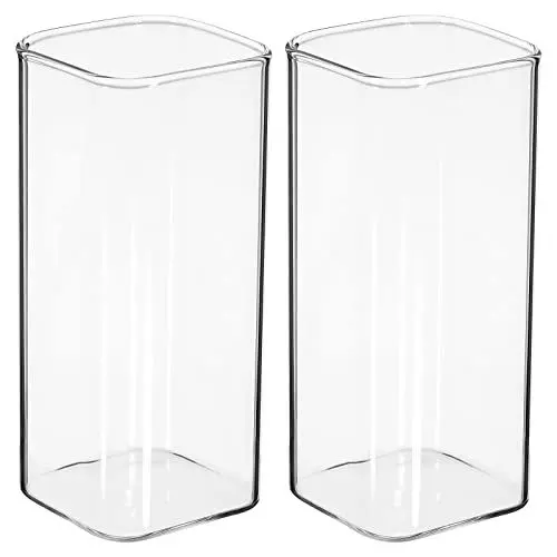 Produktbild: Cabilock 2 Stück Quadratische Glasbecher Trinkgläser Highball- Gläser Getränkebecher Getränkebecher Barglaswaren für Wasser Saft Bier Getränke Cocktails 400Ml