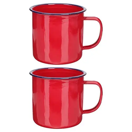 Produktbild: 2er-Set Emaille Tasse,500ML Kaffeebecher Trinkbecher Teetasse,Trinkbecher Teetasse Bunte Kaffeetassen Spülmaschinengeeignet für Camping, Daheim, Büro, Tragbar & Mehrweg