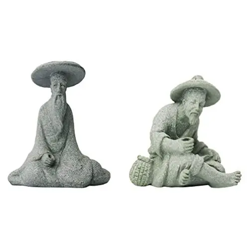 Produktbild: Cabilock 2 Stücke Garten Angler Figuren Keramik Gartenfiguren Steinfiguren Miniatur Gartenstatuen Dekofigur Skulptur Teich Micro Landschaft für Blumentopf Feengarten Steine OrnamentsDekoration