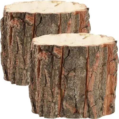 Produktbild: Cabilock 2 StüCk Holzrinde Blumentopf, Rustikaler Sukkulenten ÜBertopf, Vintage BlumenküBel, Holzoptik Pflanzgefäß FüR Balkon, Garten, Hochzeit, Deko