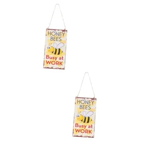 Produktbild: Cabilock 2st Biene Holztafel Hängende Plakette Alarmzeichen Bienenplakette Errötendes Bling Schild Zum Aufhängen Für Den Garten Hängende Holzschilder Hölzern
