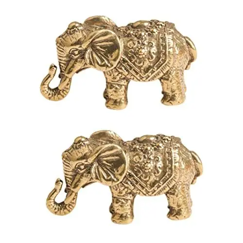 Produktbild: Cabilock 2st Elefantenstatue Aus Reinem Kupfer Mini-Elefanten-dekor Tierstatue Aus Metall Elegante Statue Elefanten-sammelfigur Feng Shui Elegante Verzierung Feng-Shui Messing Drinnen Ganni