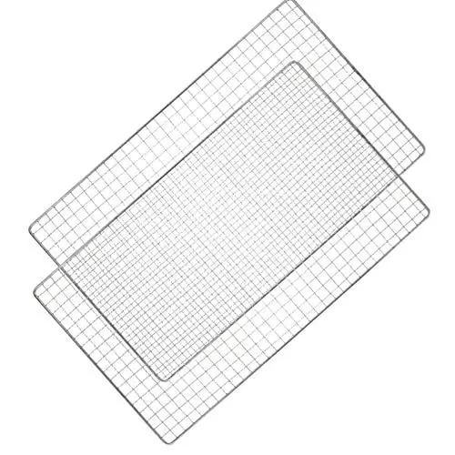 Produktbild: Cabilock Edelstahl-netzmatten 2 Stück Groß 44 X 26 cm Antihaftbeschichtete Grillmatten Zum Kochen Im Freien Leicht Zu Reinigen