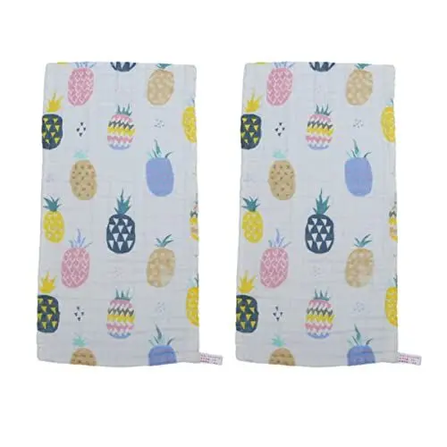 Produktbild: Cabilock 2 Stücke 25x50 cm Ananas Muster Handtuch Kinder Gesicht Waschlappen Reine Baumwolle Unisex Baby Musselin Quadrate