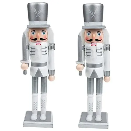 Produktbild: Cabilock 2st Nussknacker Esstischdekoration Weihnachtliche Desktop-Ornament-Dekoration Gartenverzierung Tischdekoration Für Die Weihnachtsfeier Geburt Kekse Silver Hölzern