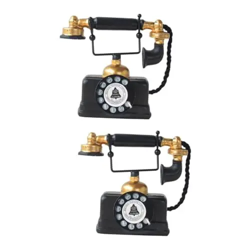 Produktbild: Cabilock 2st Retro-heimdekoration Austausch des Becherdeckels Bürodekoration Telefon Harzdekoration Harzornament Handy-Modell Black