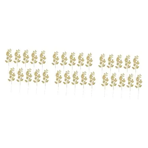 Produktbild: Cabilock 30 STK simulierte Blätter Weihnachtspicks Glitzern weihnachtsblattverzierung Weihnachtsgirlande kunstblätter Weihnachtsbaum Pflanzendekor glitzerndes Lorbeerblatt