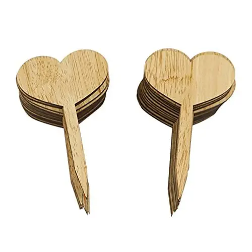 Produktbild: Cabilock 30 Stücke Bambus Pflanzenschilder Holz Pflanzenetiketten Herz Pflanzenstecker Garten Etiketten Kräuterschilder Holzschilder zum Beschriften Schilder für Blumentopf Pflanzen Blumen