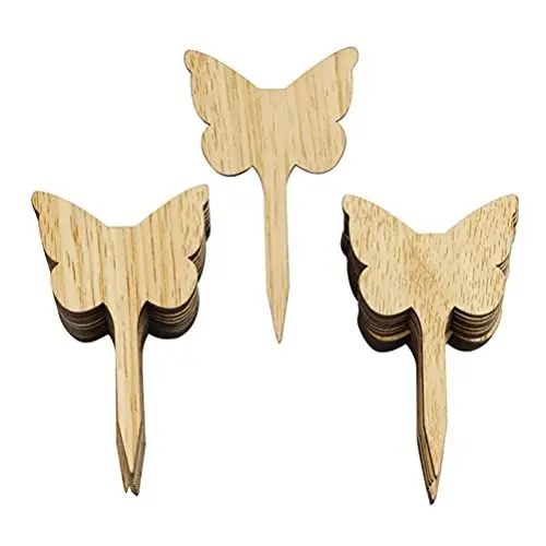 Produktbild: Cabilock 30 Stücke Bambus Pflanzenschilder Holz Pflanzenetiketten Schmetterlinge Pflanzenstecker Garten Etiketten Kräuterschilder Holzschilder zum Beschriften Kräuter Schilder für Blumentopf Pflanzen