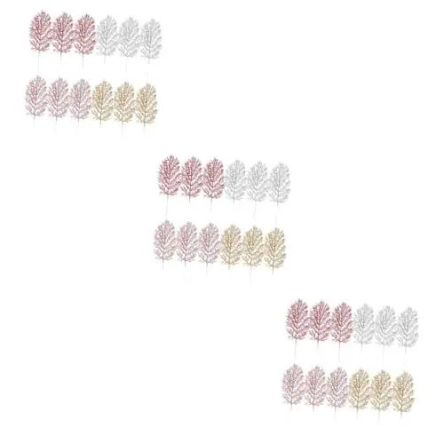 Produktbild: Cabilock 36 STK Palmenblätter Künstliche Palmenpflanze Weihnachtsblumenstiele Künstliche Girlande Esstisch Mittelstücke Weihnachtsbeeren Picks Zypresse Sport Gold Blatt