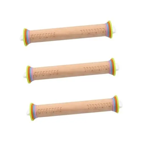 Produktbild: Cabilock 3st Nudelholz Einstellbare Dicke Französisches Nudelholz Weihnachtsholz-teignadel Walze Mit Weihnachtsgravur Teigrolle Weihnachtsrolle Teig Nudelholz Stift Bambus Mit Urlaub