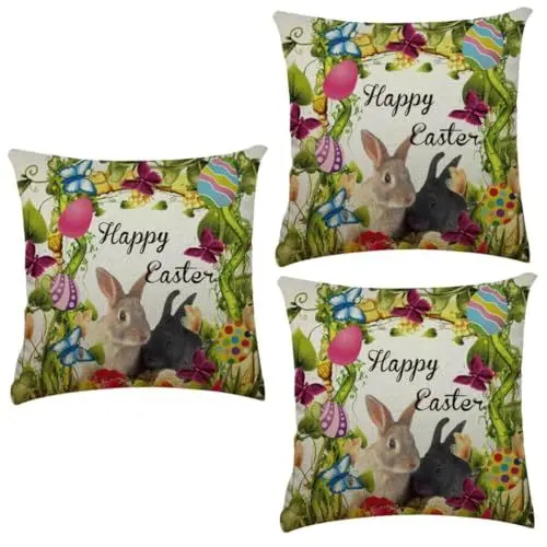 Produktbild: Cabilock 3St dekorativer Kissenbezug für Zuhause Kissenbezug Ostern osterkissen bezüge rustikales Wurfskissen Ostern dekorative Abdeckung für zu Hause kissenbezüge Kissenbezug für Couch