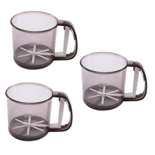 Produktbild: Cabilock 3 STK Mehlsieb Pulversiebbecher Zuckersieb Backsieb Siebbecher zum Backen Küchensieb Sichter küche Gadget Gadgets küche küchen Gadget Kuchen Sieb Sieb Rostfreier Stahl Coffee