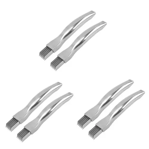 Produktbild: Cabilock 3 Sätze 3 Sets Edelstahl Zwiebelschneider Frühlingszwiebelschneider Kochschneider Rostfreier Frühlingszwiebelschneider Küchenschneider Schredder Seidenschneider 2 Stück * 3