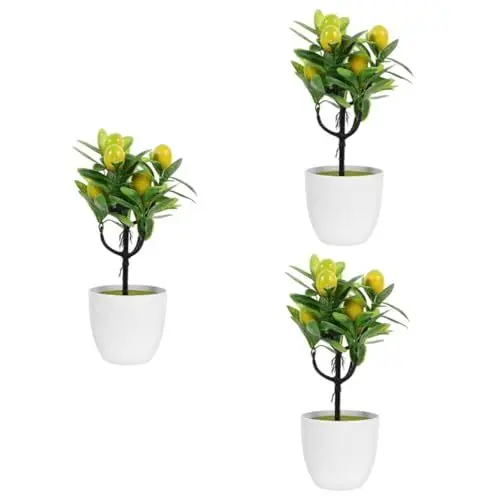 Produktbild: Cabilock 3 Sätze Faux-Zitronen-topfpflanze Kleiner Falscher Obstbaum Mini-grün Abs Pflanzen Von Zitronenbäumen Künstliche Zitronenbaumpflanze Tischbonsai Fälschung Yellow Schaum 2 Stück * 3