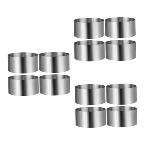Produktbild: Cabilock 3 Sätze Runder Mousse-Kreis Sichter Tortenständer Mit Deckel Runder Keks Kastenformen Zum Backen Von Brot Mousse DIY Formen Roti Toast Silver Rostfreier Stahl 4 Stück * 3