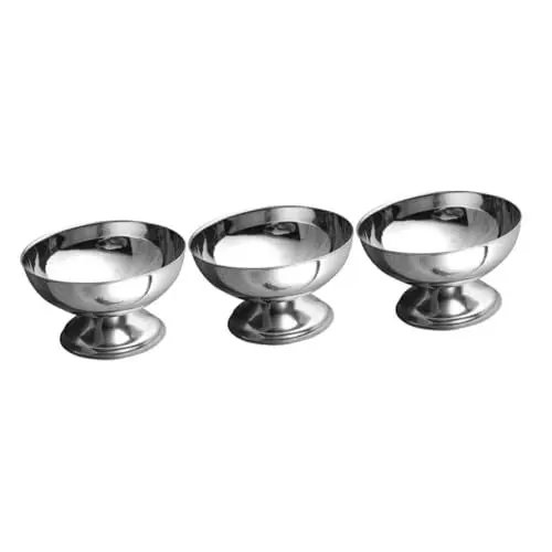 Produktbild: Cabilock 3 Stk Dessertbecher aus Edelstahl Salatschüssel edelstahlschüsseln Mini-Dessertteller Dessertschalen aus Glas Trink Gläser Joghurt Schale zur Aufbewahrung von Obst Fruchtbecher