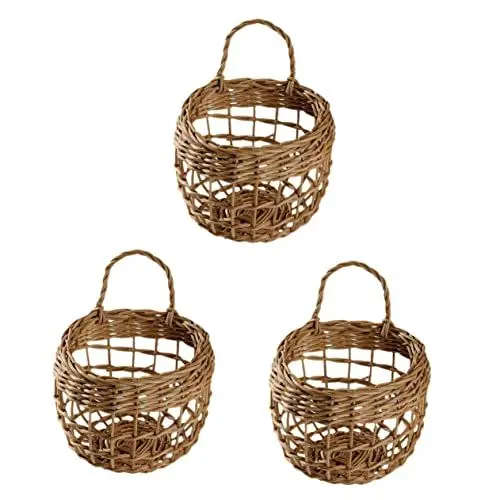 Produktbild: Cabilock 3 Stück Gewebter Aufbewahrungskorb Aus Rattan Vintage-knoblauch-hängekorb Für Obstblumen Künstlicher Natürlicher Aufbewahrungskorb Für Knoblauch Heimdekorationsartikel