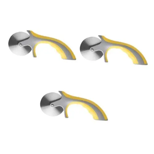 Produktbild: Cabilock 3 Stk Pizza- Pizzaschaufelschneider Ergonomischer Pizzaschneider Pizzawippe Pizzaschere Küchengerät Pizzaspatel Nützliche Pizzaräder Küchenschneider Plastik Yellow
