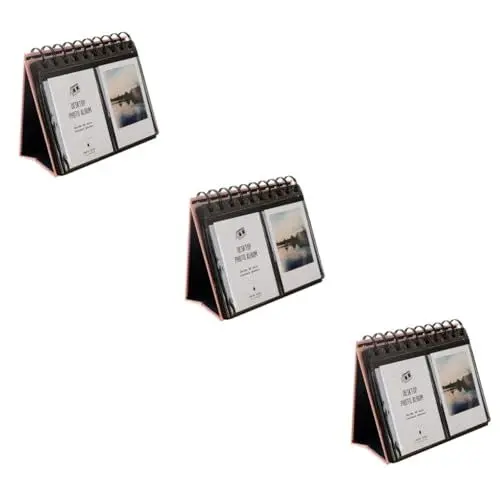Produktbild: Cabilock 3 Stück 3 Fotoalben Fotobuch Schreibtischkalender Stehendes Flip Album Mini Sammelalbum Desktop Rahmen Fotobuchalbum Rosa