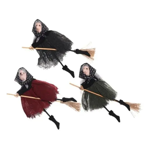 Produktbild: Cabilock Girlande Halloween Deko Halloween 3 Stück Hexen Anhänger Auf Besen Reitend Hängende Hexenfigur Partydekoration Zarte Hexenfigur Hängende Halloween Dekoration Hexenpuppe Zarte Hexenpuppe