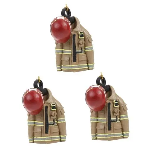 Produktbild: Cabilock 3 Stück Kreative Feuerwehrbekleidung Weihnachtsbaum Anhänger Baum Hängeornament Fenster Hängedekoration Feuerwehr Feuerwehrmann Souvenir Weihnachtsdekorationen