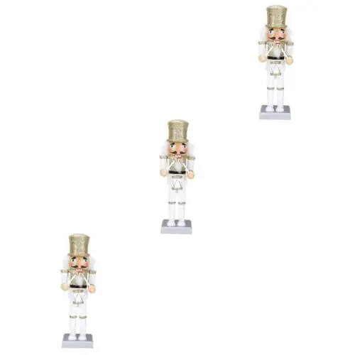 Produktbild: Cabilock 3 Stück Nussknacker Walnuss Soldat Outdoor Figuren Puppe Weihnachtsfee Mini Ornament Weihnachtsdekoration Schneemann Weihnachtsszene Weihnachtslaternenpfahl