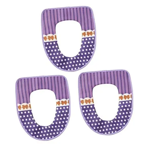 Produktbild: Cabilock 3 Stück Toilettensitzkissenbezug Weich Warm Badezimmer Toilettensitzbezug Pads Toilettensitzwärmer Für Badezimmerheizung Toilettenmatte Toilettendeckel Toilettendeckelbezug